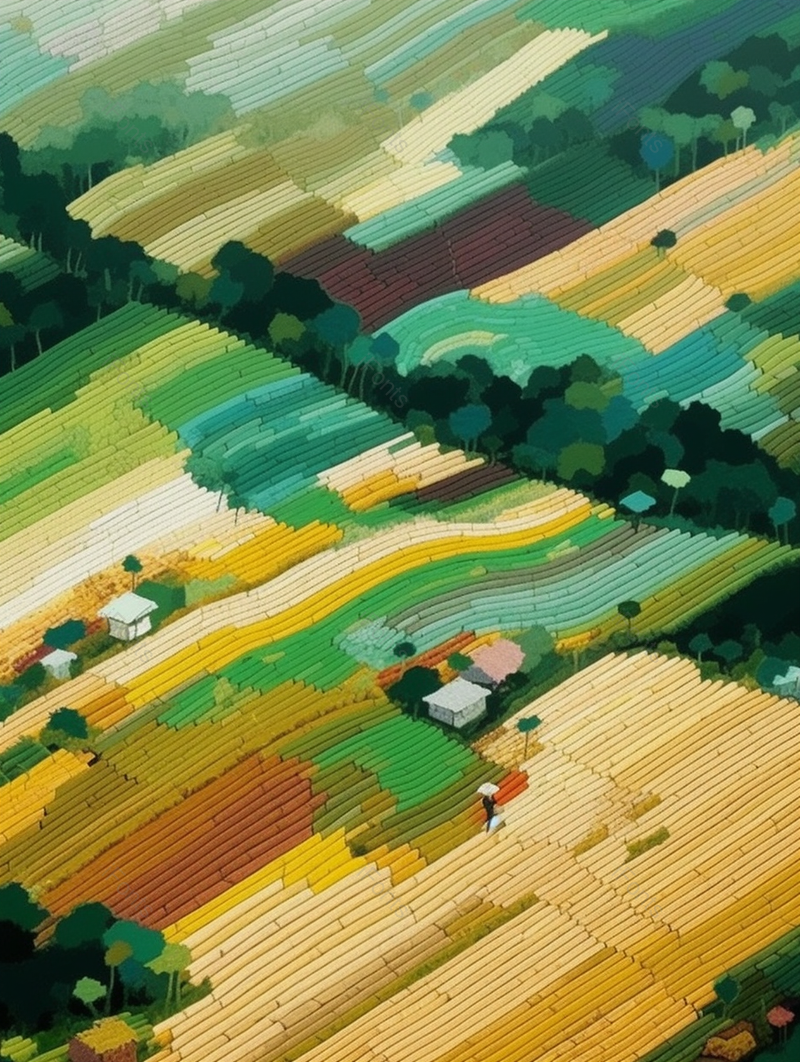 梯田色块俯视唯美插画背景,插画/手绘图,插画/手绘图库,插画/手绘图下载,插画/手绘